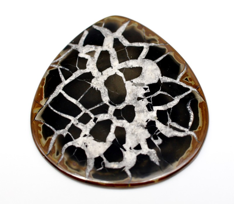 127 Ct 3X56X61 mm Natural Black Septarian Nodule Pear Cabochon Gemstone KV-210