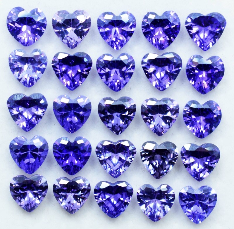 25 Pcs 6 MM Natural Purple Tanzanite Heart Cut Certified Gemstone Lot