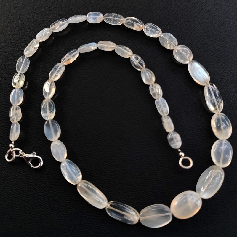 Ceylon Fire Moonstone Gems 8-15mm Size Smooth Nugget Beads Necklace 17" gallery