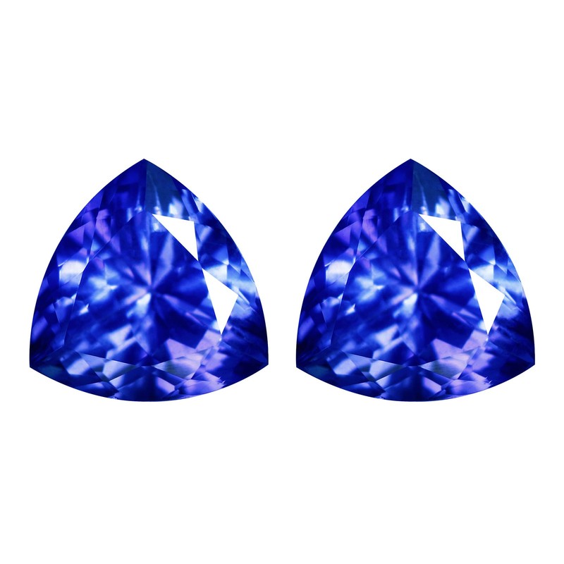 1.48 Ct VVS [2Pcs Pair] Shimmering Trillion 6 x 6 MM Purple Blue Real Tanzanite gallery