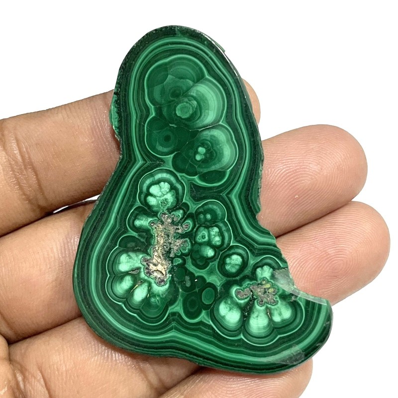 113 Cts Natural Malachite Slice Slab Both Side Polished Gemstone Jewelry Making