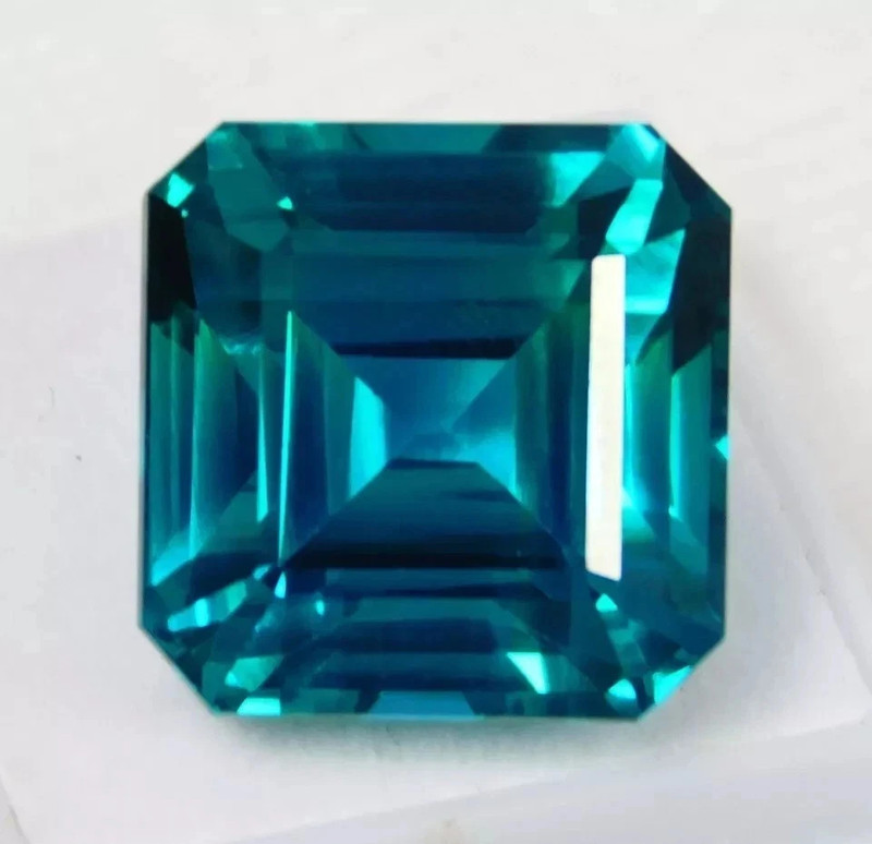 GIE Certified 8.70 Ct Natural Sapphire Bluish Green Asscher Cut Loose Gemstone