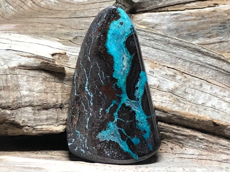Aqua Chrysocolla Gemstone Cabochon Hematite Copper Matrix Cab Pendant or Bead