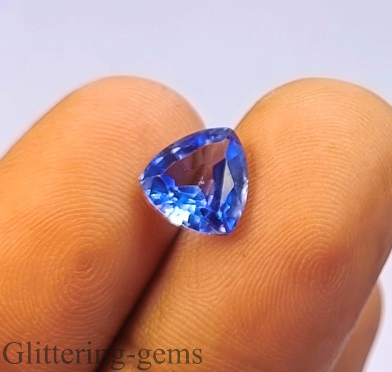 3.00 Ct Natural Ceylon Blue Sapphire Trillion Cut Certified Loose Gemstone 6DJZ gallery