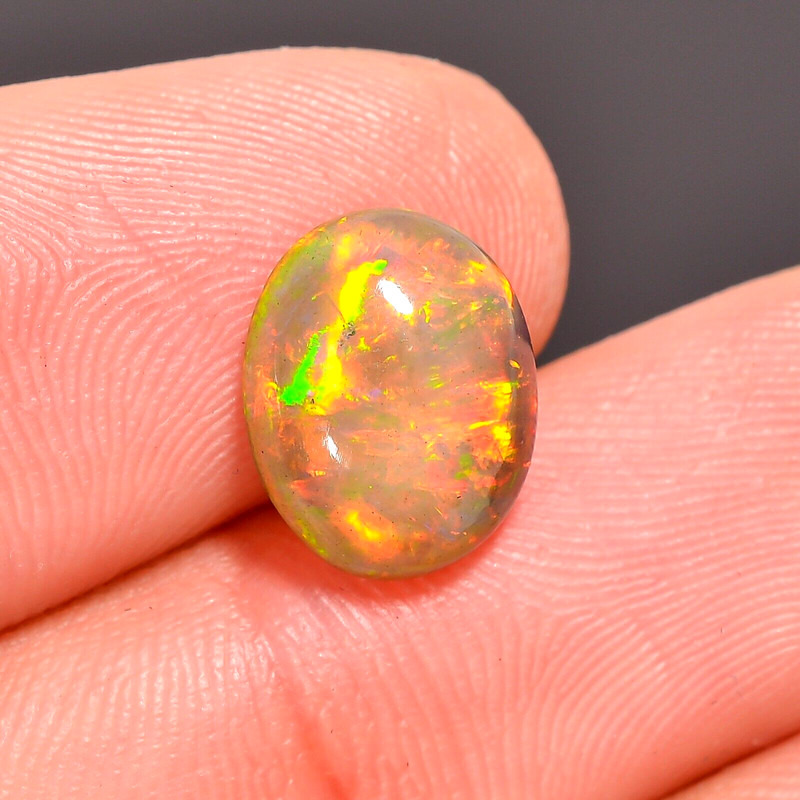 2.35 Ct Natural Black Ethiopian Opal Oval Shape Cabs Loose Gemstone 10X8X4 mm