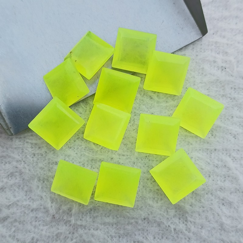 10 Pcs Natural Yellow Jade Square Faceted Cut 10mm AMJ2696 gallery