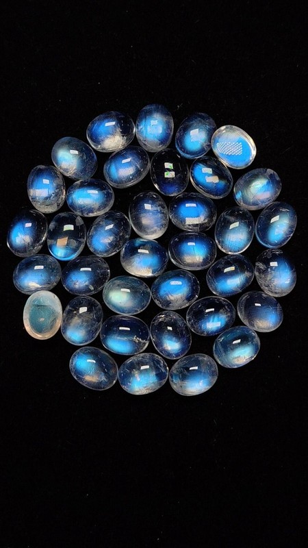 8A Quality Rainbow Moonstone Amazing Blue Falshy Fire Oval 8x10MM gallery