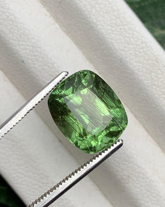 Natural Rutile Peridot 6.20 Carat Cushion Cut Green Loose Gemstone Pakistan 11.2 gallery