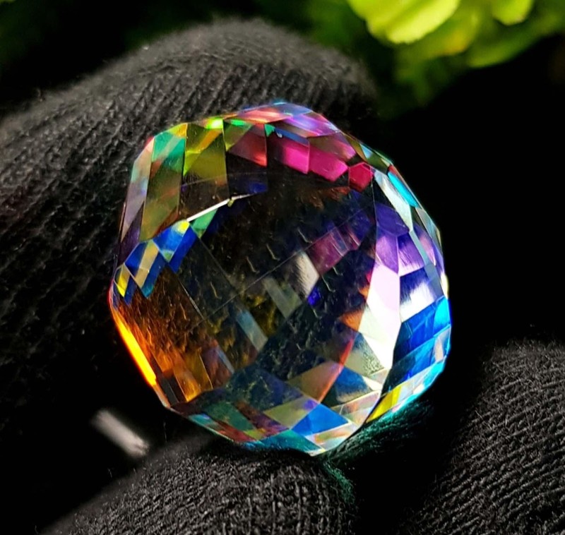 Certified 61 Ct Natural Ball Cut Rainbow Color Mystic Quartz Loose Gemstone gallery