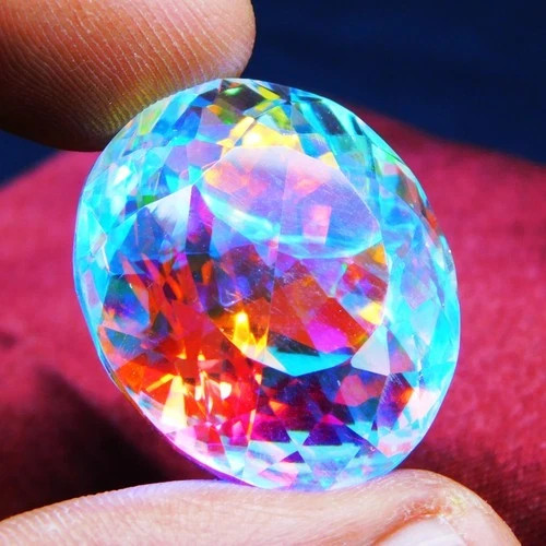 145 Cts Mystic Topaz Oval Rainbow Color Certified Gemstone gallery