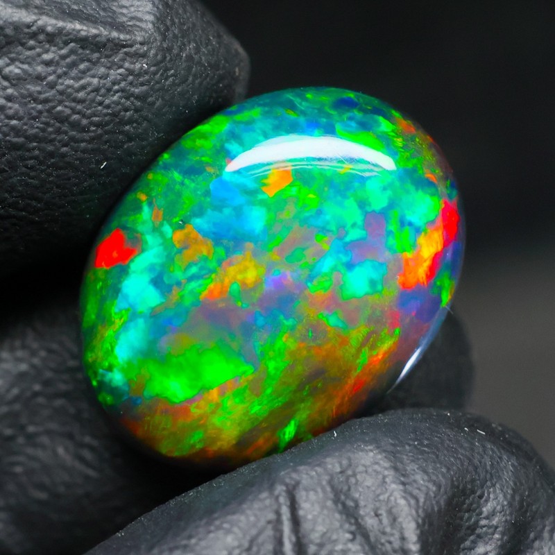 Black Opal Cabochon 7.60 Ct Ethiopian Welo Smoked Opal Loose Gemstone