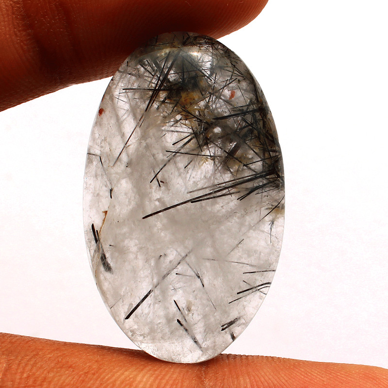 6 Pcs Natural Tourmaline Rutile Quartz 35mm-42.5mm Oval Cabochon Gemstones Lot gallery