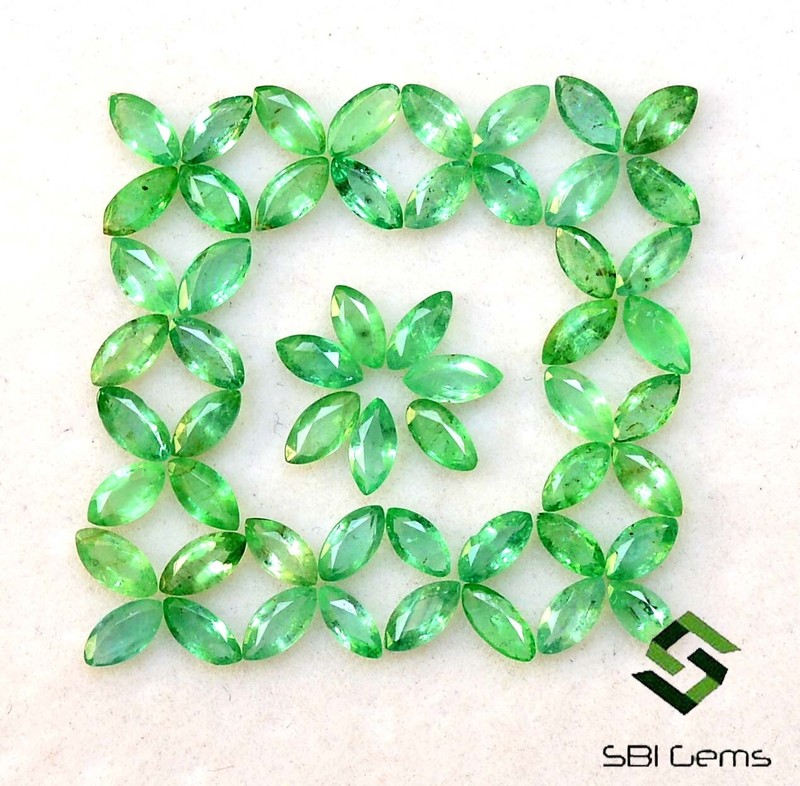 4×2 mm Natural Emerald Marquise Cut Lot 50 Pcs 3.49 CTS Calibrated Loose Gems