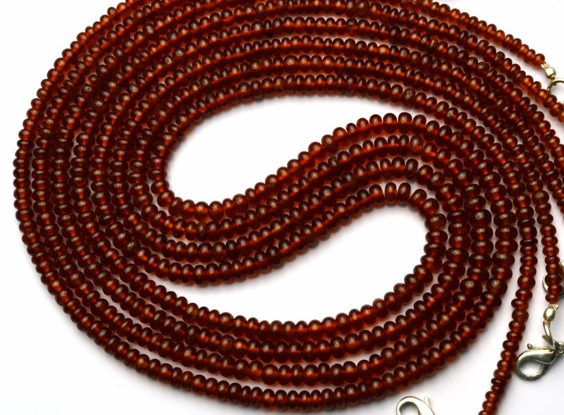 Natural Gem Hessonite Super Quality 3 to 5MM Smooth Rondelle Beads Necklace 18″