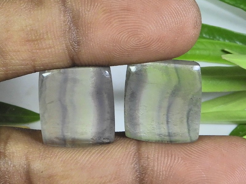 15X17MM Natural Rainbow Fluorite Pair Octagon Cabochon Loose Gemstone 33Cts.