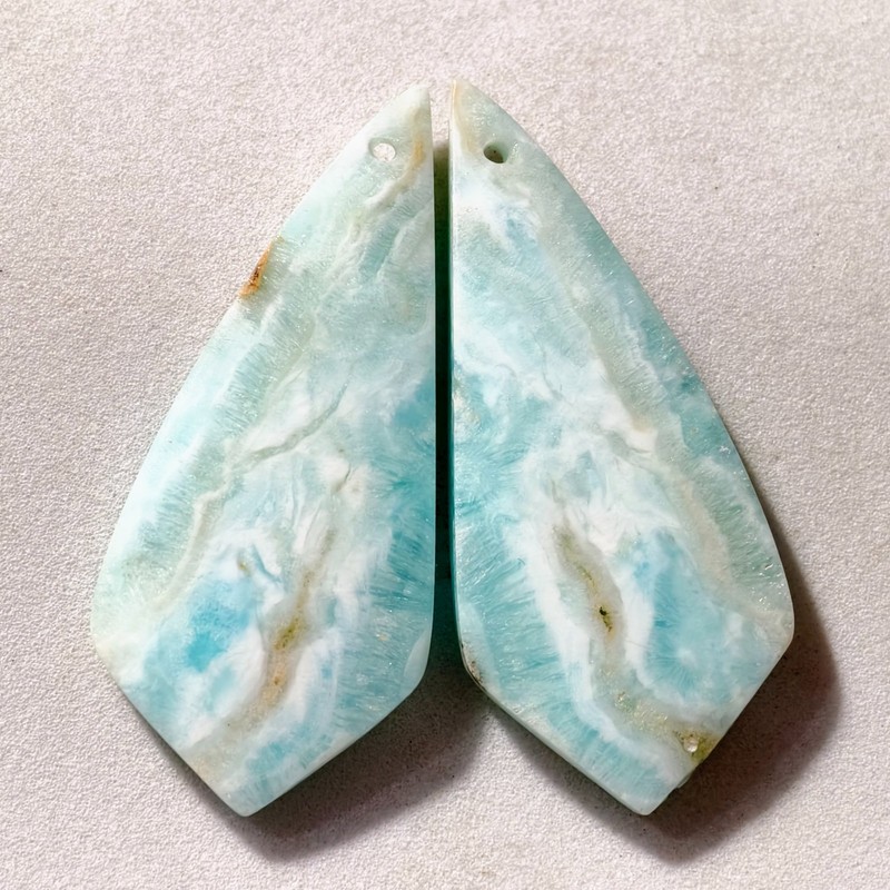 61 Cts Natural Aragonite Drilled Match Pair Cabochon Gemstone 45 X 19.7 MM