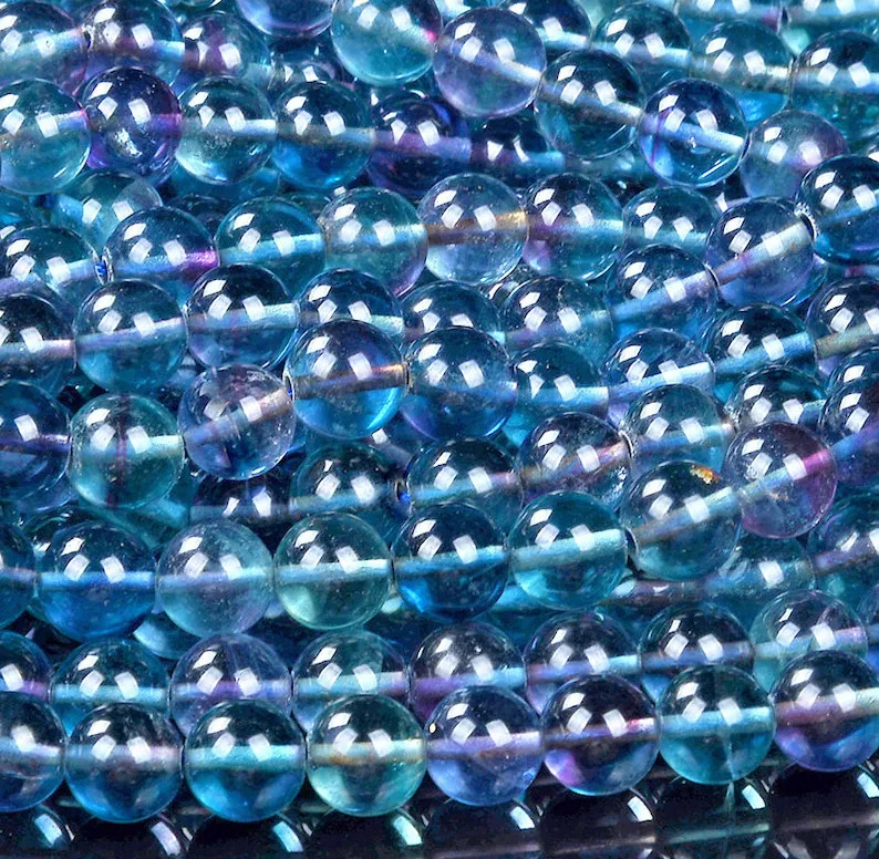 Natural Blue Fluorite Gemstone Grade AAA Round 6, 8mm Loose Wholesale Beads 15.5 gallery