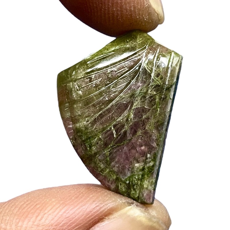 22.15 Cts Natural Green Tourmaline Leaf Carved Gemstone for Pendant Jewelry