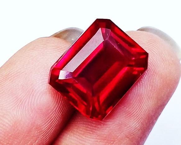 Emerald Cut Natural Red Ruby 8+ Ct Certified Loose Gemstone H401