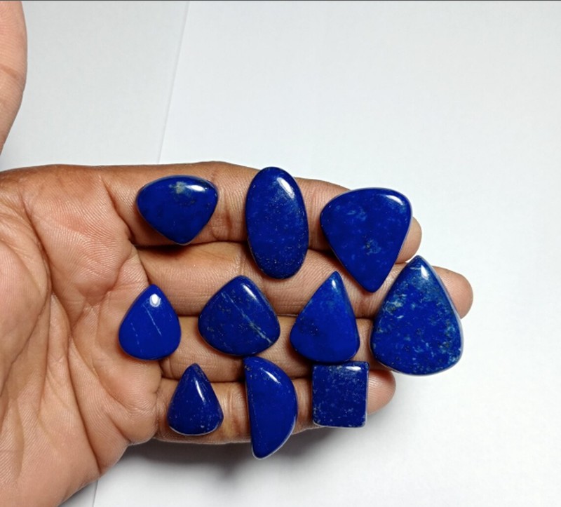 50 Cts WHOLESALE LOT Natural LAPIS LAZULI UNTREATED Cabochon Gemstone 2 Pcs Lot
