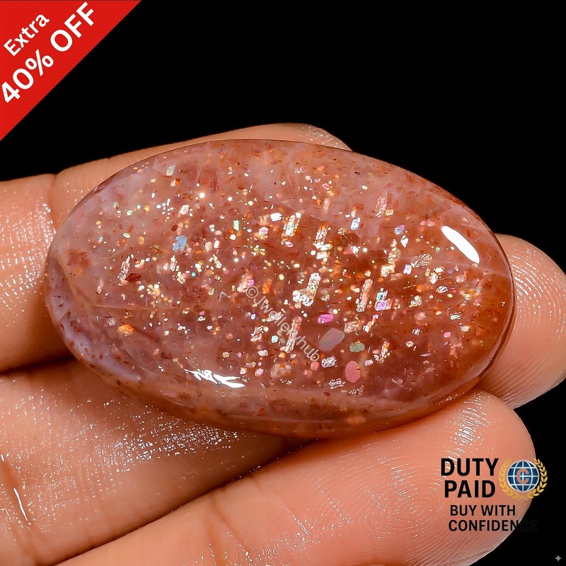 Natural Sunstone Gemstone 46.5 Ct. Cts Oval Astrology Cabochon 35X21X6 mm