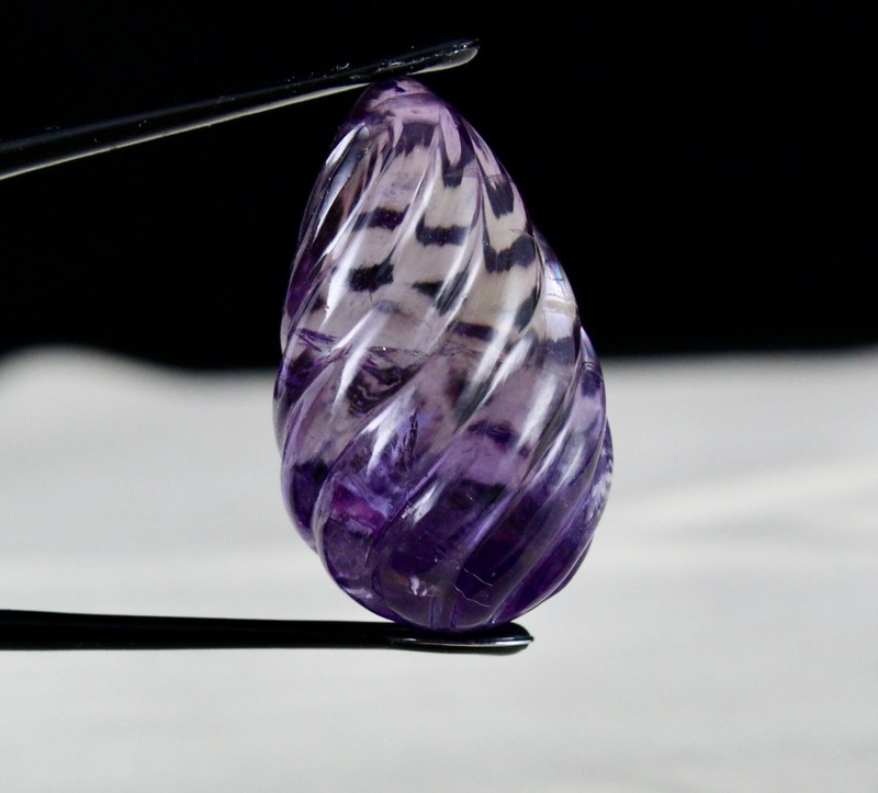 Natural Amethyst 32x19mm Tear Drop Pendant 67.75ct Carved Gemstone For Women gallery