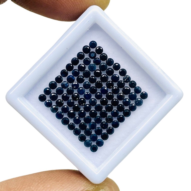 100 Pcs Natural Blue Sapphire 1.8mm Round Diamond Cut Calibrated Loose Gemstones gallery