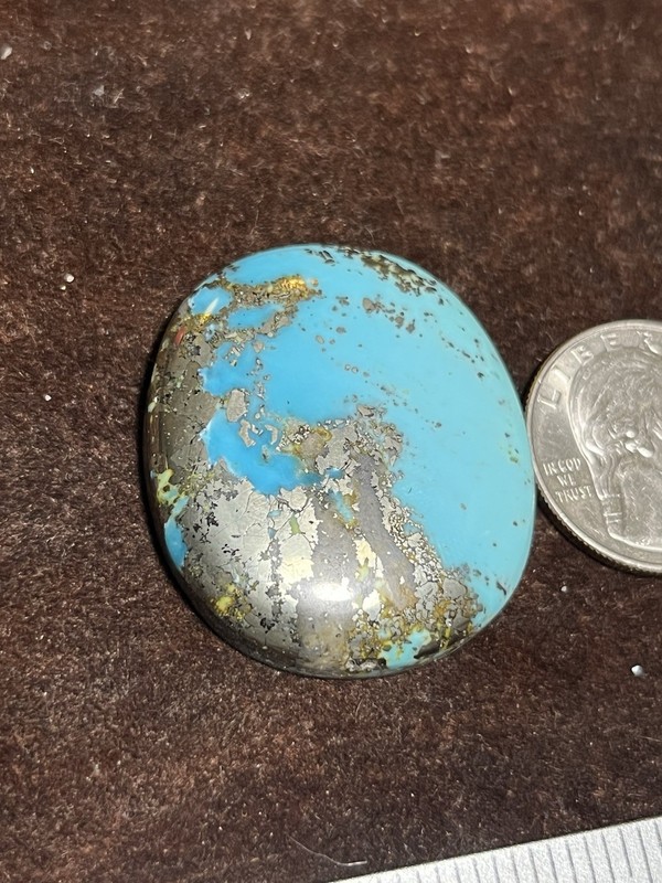 Morenci Turquoise Cab 85ct Sky Blue w/ Pyrite Arizona Gemstone Beautiful Color gallery