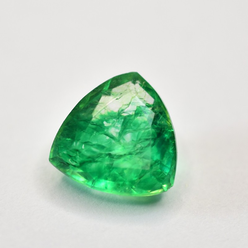 14x14mm RARE Trillion Shape CERTIFIED Natural Green Emerald Loose Gemstone
