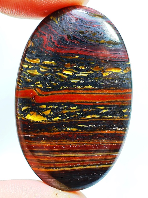112 Ct 7X29X47 mm Natural Boulder Red Iron Tiger Oval Cabochon Gemstone HF-25