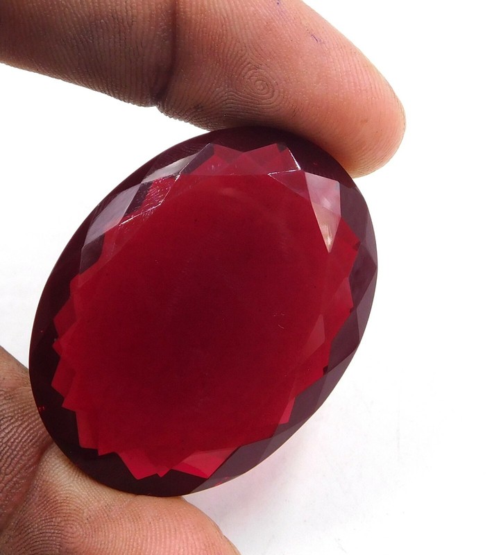 30X40 MM Created Garnet Oval Cut Loose Gemstone 86 Cts 1 Pcs For Pendant P-548