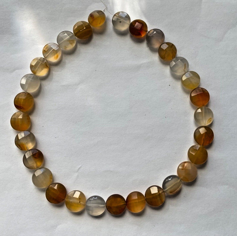ROUND COIN SHAPE NATURAL FACETED 14 MM CARNELIAN BEADS 16″ STRAND WHOLESALE!!!