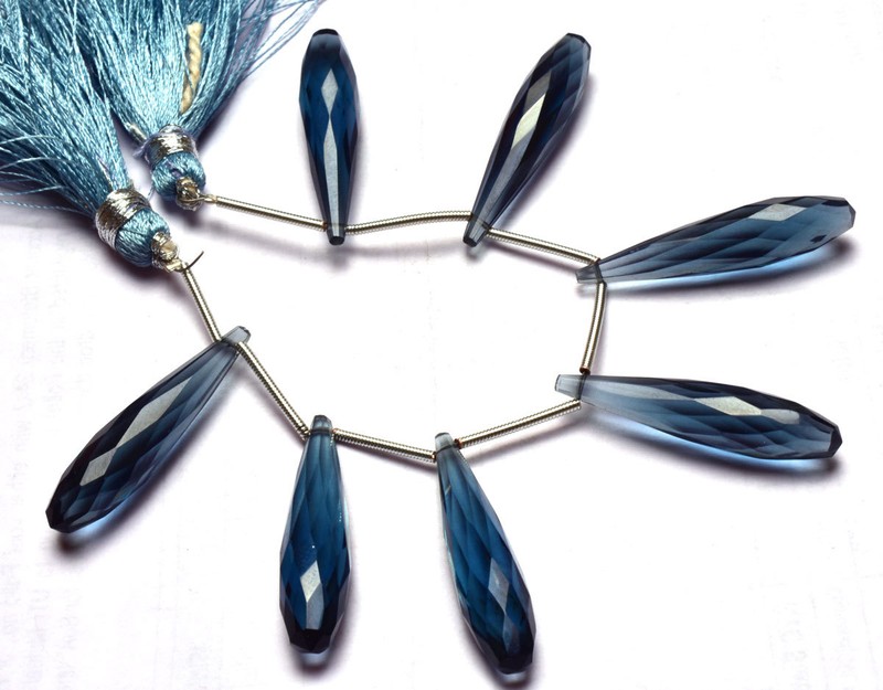 1 STAND London Blue Topaz Color Hydro Quartz Faceted TEAR DROP Beads 30 MM 5″