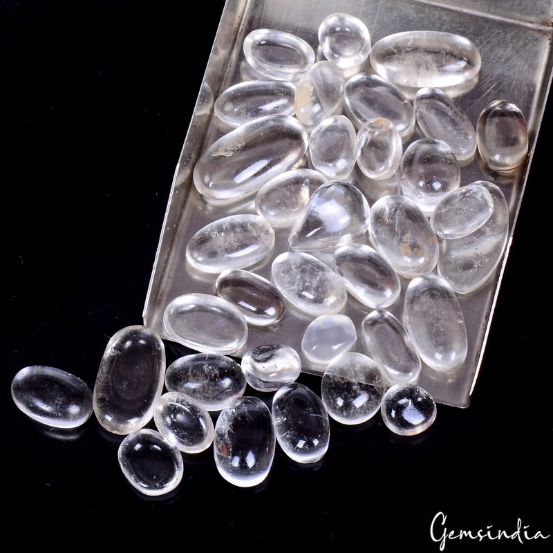 37 Pcs Natural White Quartz Oval Cabochon Loose 7mm-18mm Gemstones Lot~ 110 Cts
