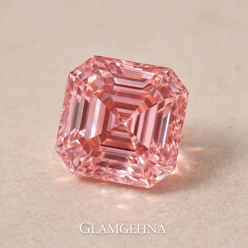 2 Ct Fancy Pink Asscher Cut Moissanite Loos2 Ct Fancy Pink Moe Gemstone (7×7 mm)