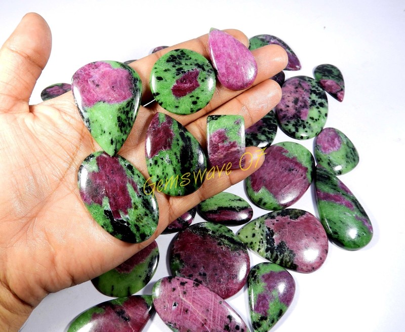 Natural Ruby Zoisite Cabochon Nice Mix Shape Gemstone Wholesale Lot 1 To 115 Pcs gallery