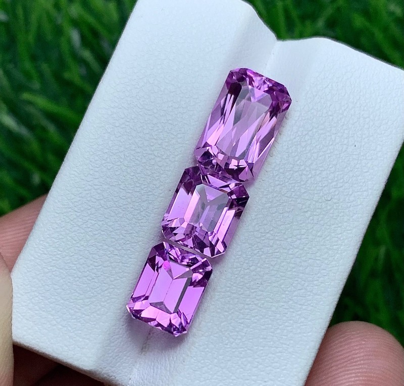14.45 Carat 3 Pieces Pink Kunzite Loose Gemstone From Afghanistan