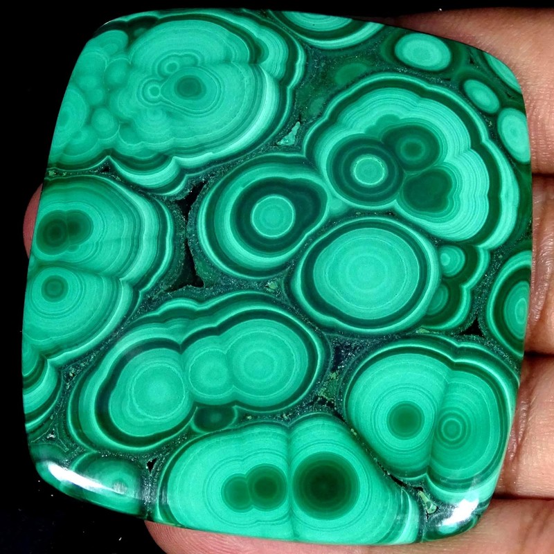 189.20Cts. Natural Designer Malachite Cushion Cabochon Gemstone 53X57X4MM