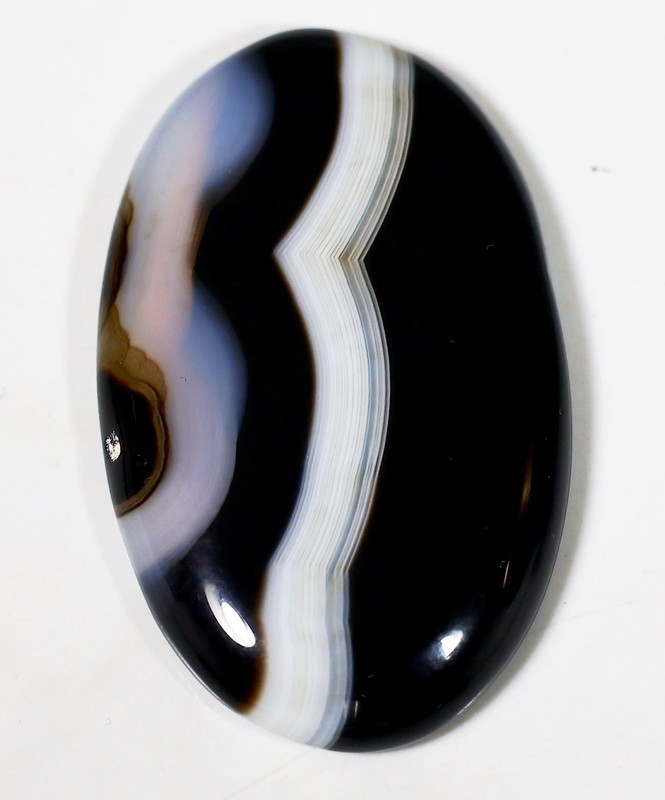 56 Ct 5X29X41 mm Natural Black Botswana Agate Oval Cabochon Gemstone HY-208