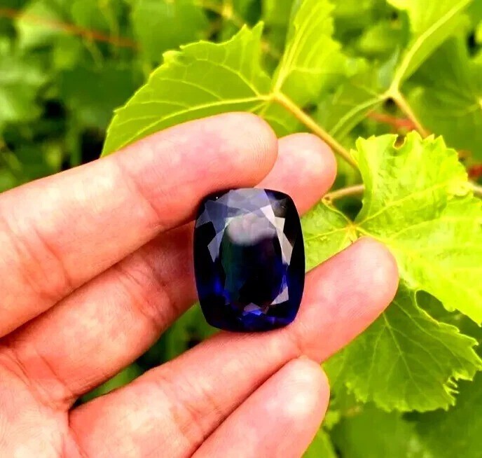 A+++++++Ceylon Blue Sapphire Cushion Cut 50+ Ct Natural Loose Certified Gemstone