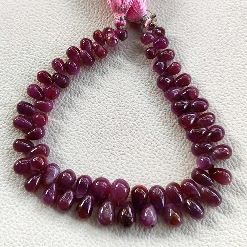 Precious Ruby Beads 7×5 to 10x7mm Teardrops 8.5″ Gemstone Strand
