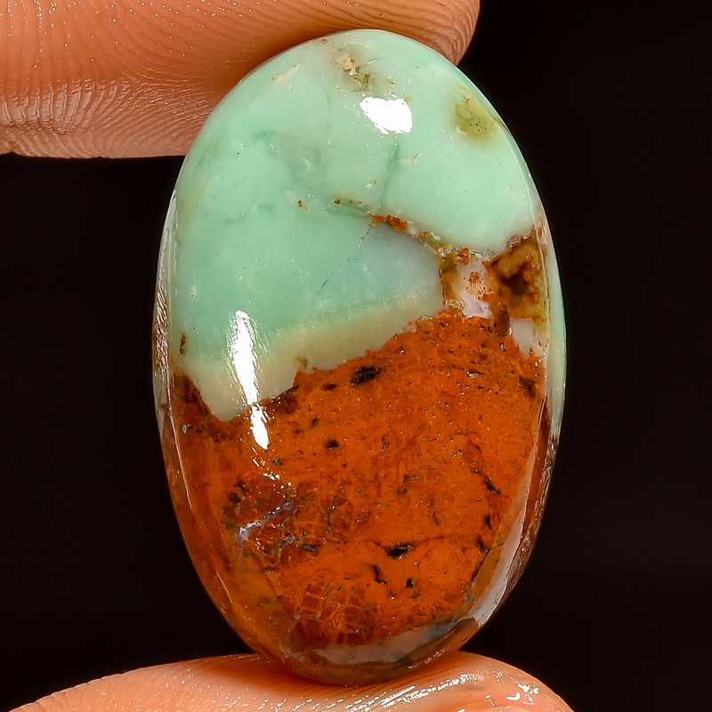 Natural Bio Chrysoprase Oval Shape Cabochon Gemstone 31 Ct. 28X17X8 mm EE-53569