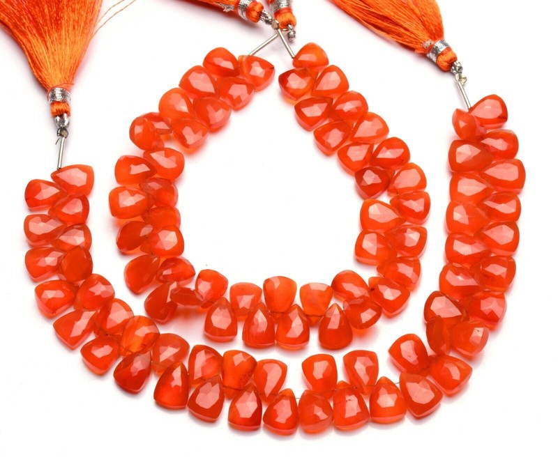 Natural Gem Carnelian 10x8MM Approx Size Faceted Pyramid Shape Beads 9" Strand gallery
