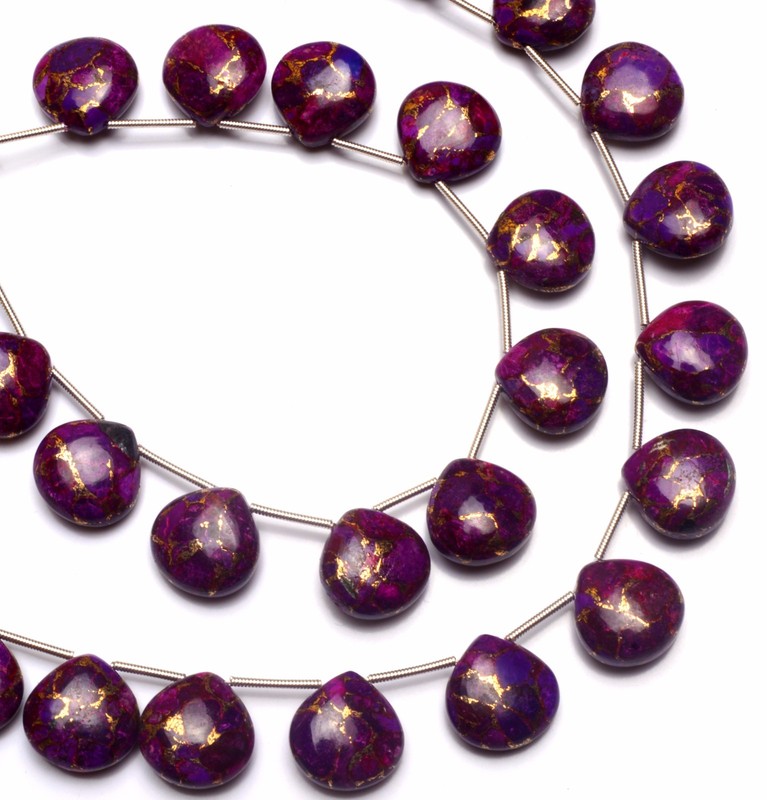 Natural Gem Copper Turquoise 14MM Approx Smooth Heart Shape Briolette Beads 7.5" gallery