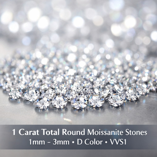 1 Carat Total Round Moissanite Melee, D Color VVS1, 1mm-3mm Lab Created Stones