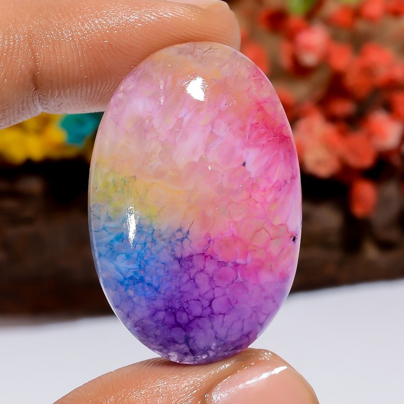 Natural Rainbow Solar Quartz Oval Shape Cabochon Loose Gemstone 64 Ct 36X24X9 mm