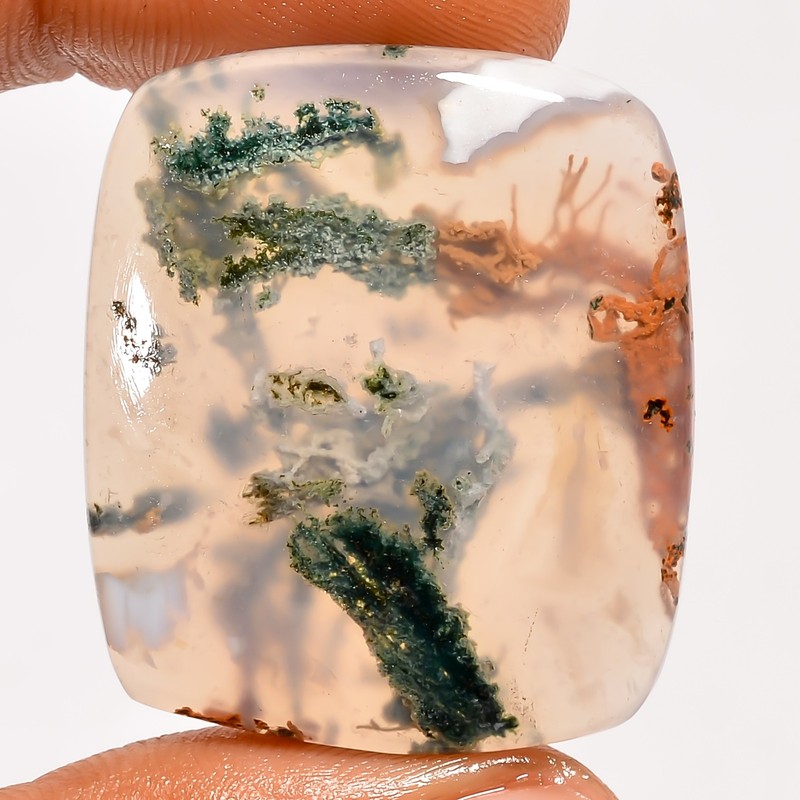 100% Natural Moss Agate Radiant Shape Cabochon Gemstone 48 Ct 32X28X5 mm UG-5028