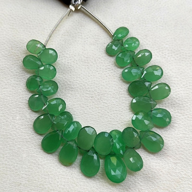 Natural Green Aventurine Quartz 7x5 to 10x7 mm Faceted Pear Briolette Beads 4.5" gallery