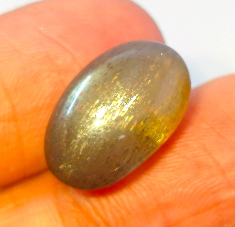 Natural Gray Sunstone Cats Eye Oval Cabochon Loose Gemstone Y22-1 gallery