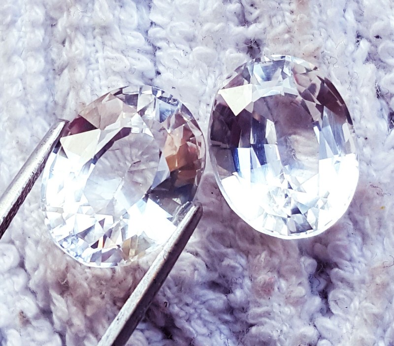 Natural White Sapphire Oval Shape 8 to 10 Ct Certified Pair Loose Gemstone H53 gallery